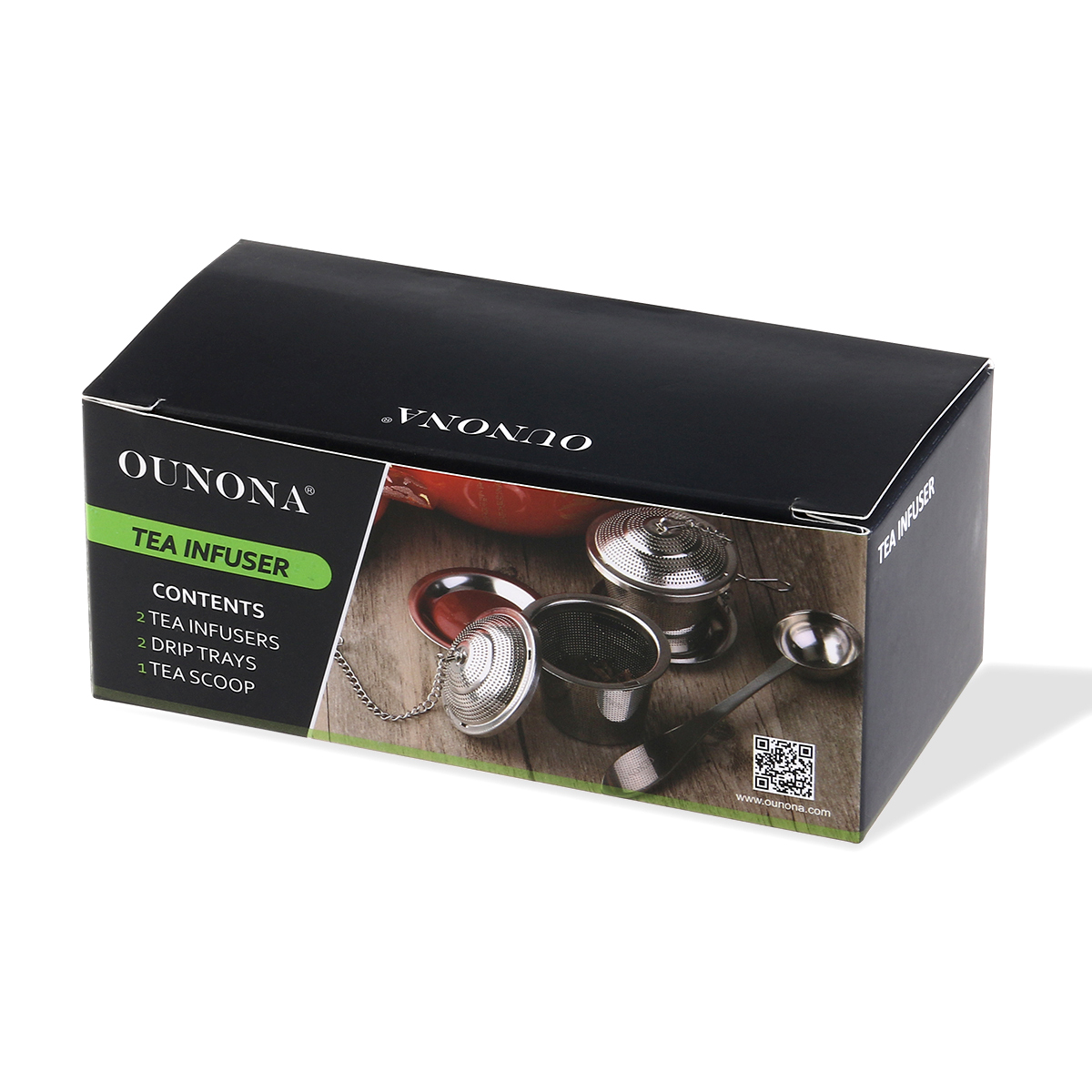 OUNONA Loose Leaf Tea Infuser with Tea Scoop and Drip Trays Ultra Fine Stainless Steel Strainer &amp; Steeper