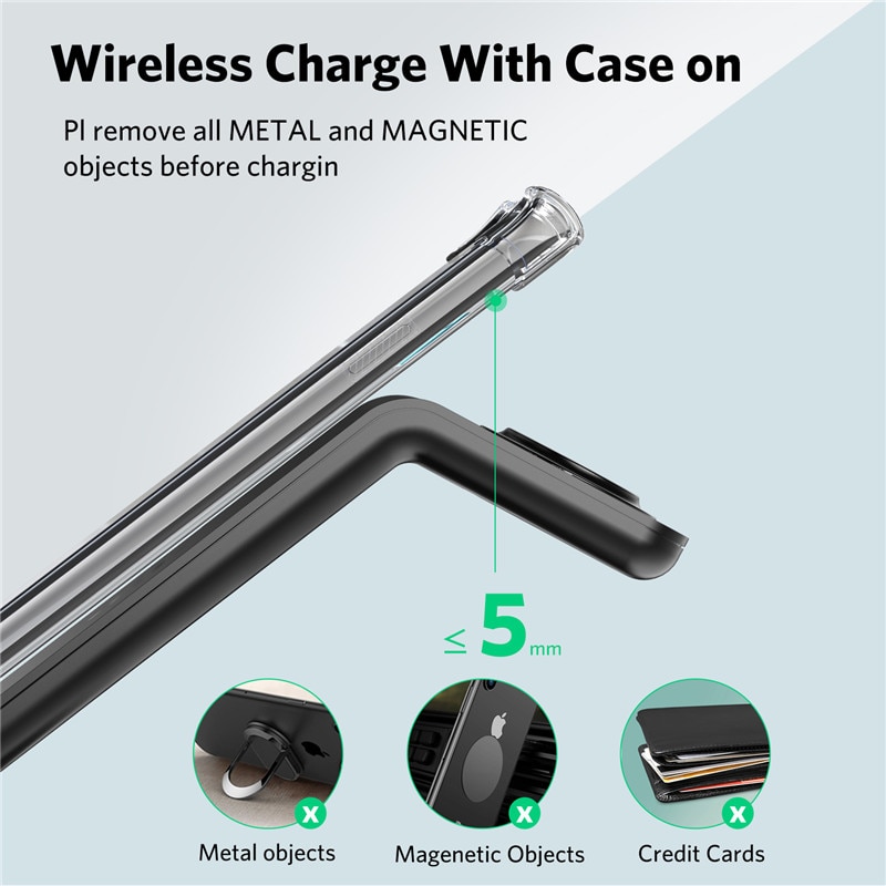 USLION 3 In 1 Wireless Charger Fast Charge For iPhone 11 Pro Charger Dock For Apple Watch Airpods Pro 10W Wireless Charge Stand