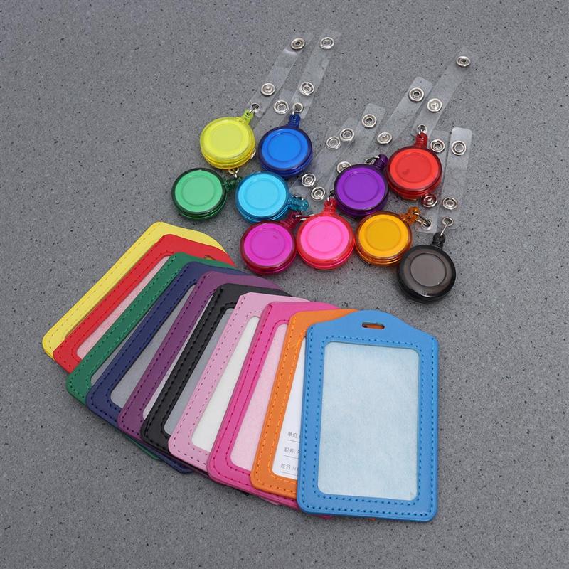 10 Stuks Verticale Stijl Pu Lederen Id Badge Houder Pass Card Pouch Case (Multicolor)