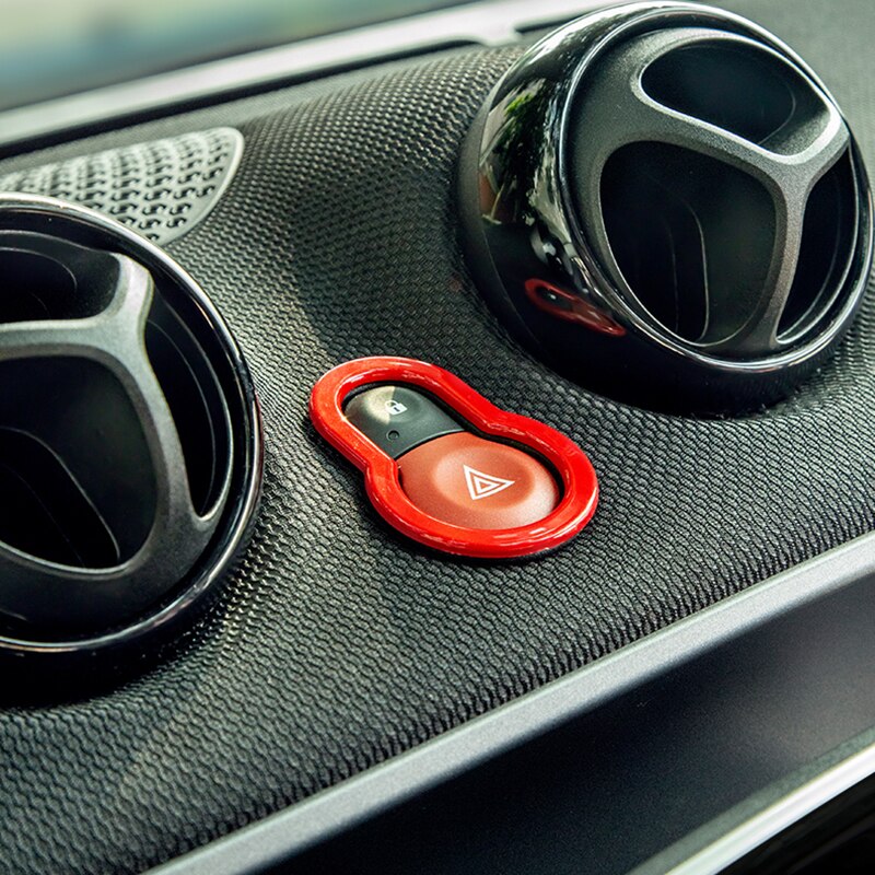 Car Interior Warning Light Lamp Switch Warning Button Trim Cover Sticker For Mercedes Smart Fortwo Forfour 453 Car Accessories