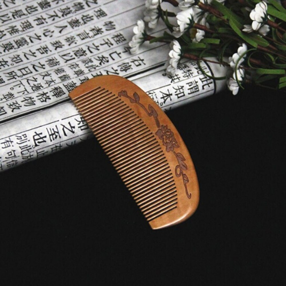 Natural Wide Tooth Peach Wood Comb Healthy No-static Massage Hair Wooden Comb Chinese Traditional Haircut Tool: E