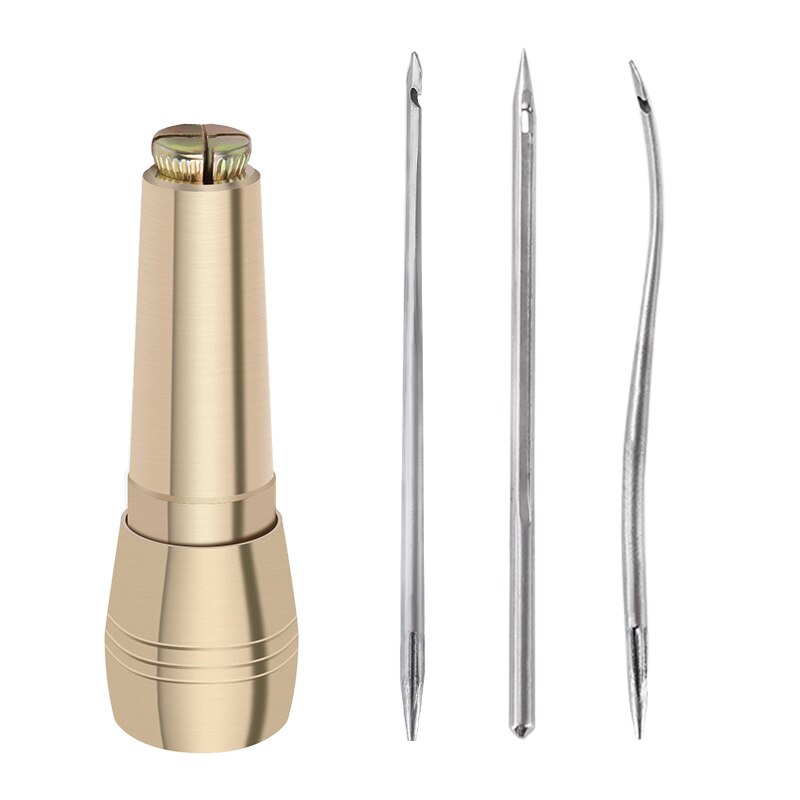 LMDZ Leather Sewing Awl Thread Kit Sewing Tool Stitcher Leather Tool Punch Hole Tools Stitcher Leather Hand Stitching Tool Sets: 4Pcs Set