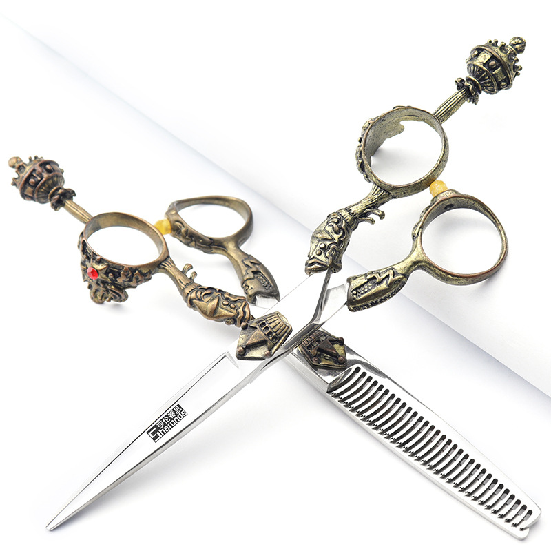 Vintage Hairdressing Scissors 6 Inch 7 Inch Hairstylist Special Flat Scissors Dental Scissors Combination Haircutting Sets