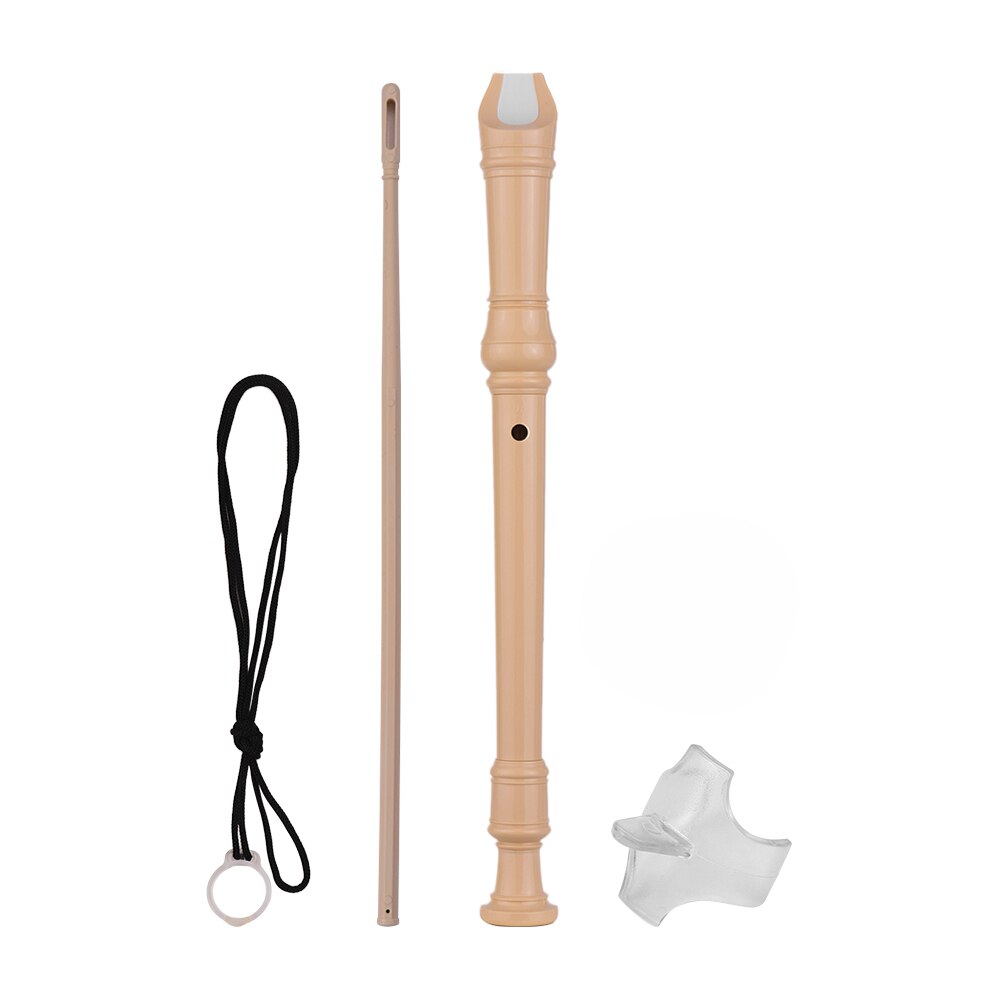 8 Holes Soprano Descant Recorder Baroque Style Fingering Flute with Cleaning Stick Portable Lanyard Finger Rest for Beginners