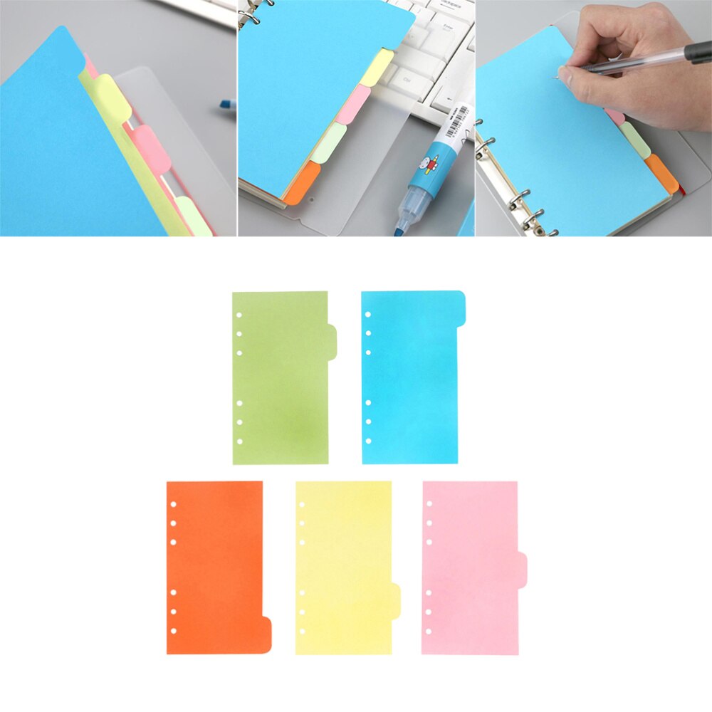 1 stk fanepapir  a5 praktiske klassificerede farverige dokumentarrangørmærker sidefeltdelere