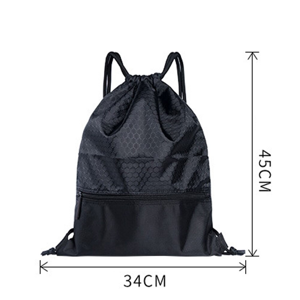 Women Men Anti-splash Zipper Pocket Wear Resistant Practical Sports Backpack Large Capacity Drawstring Lock Solid Travel Nylon