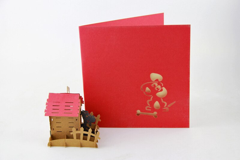 Tarjeta de cumpleaños de Casa de perro, tarjeta de felicitación pop-up 3D, de cumpleaños hecho a mano,
