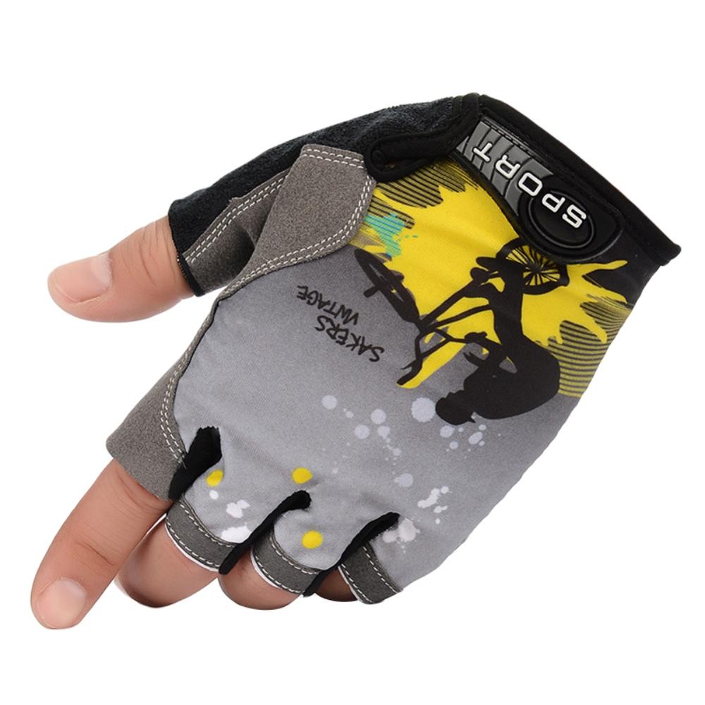 Gants de cyclisme demi-doigt antidérapants, 1 paire, coussin de Gel respirant pour hommes et femmes, moto vtt, vélo de route, gants de sport, de pêche: GRAY / M
