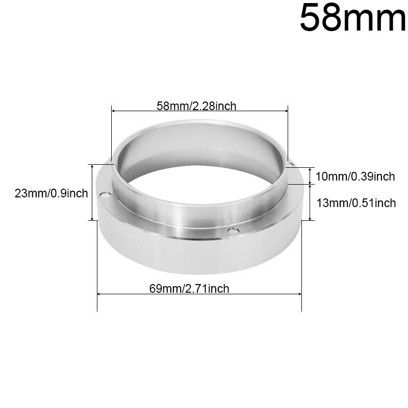 1/2/Schoon Cup Filterhouder 304 Roestvrij Staal Drukloze Koffie Filter 51Mm/58Mm Mand: Sliver Ring 58mm