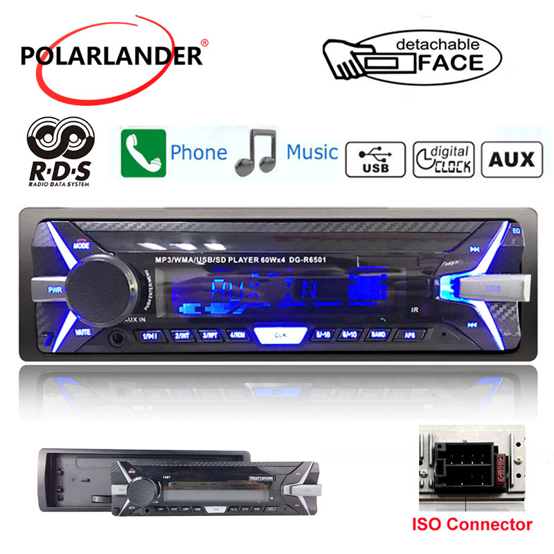 Car Radio Player Audio Stereo Music Player Car Kit In-Dash FM Stereo RDS Audio 1 din AUX/SD/USB MP3 Player Removable Front Panel