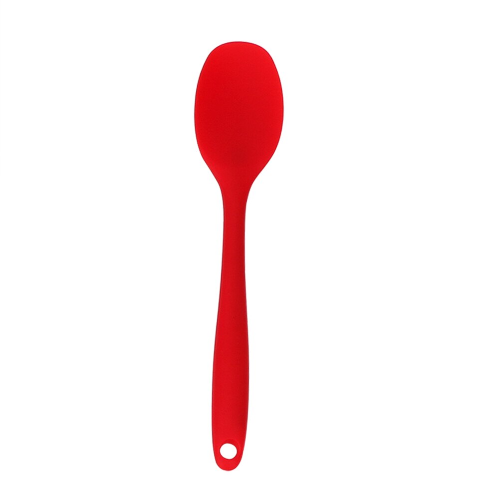 Cuchara mezcladora de silicona para cocina, cucharas para sopa, utensilios de cocina de mango largo, espátula para masilla de pastel: Rojo