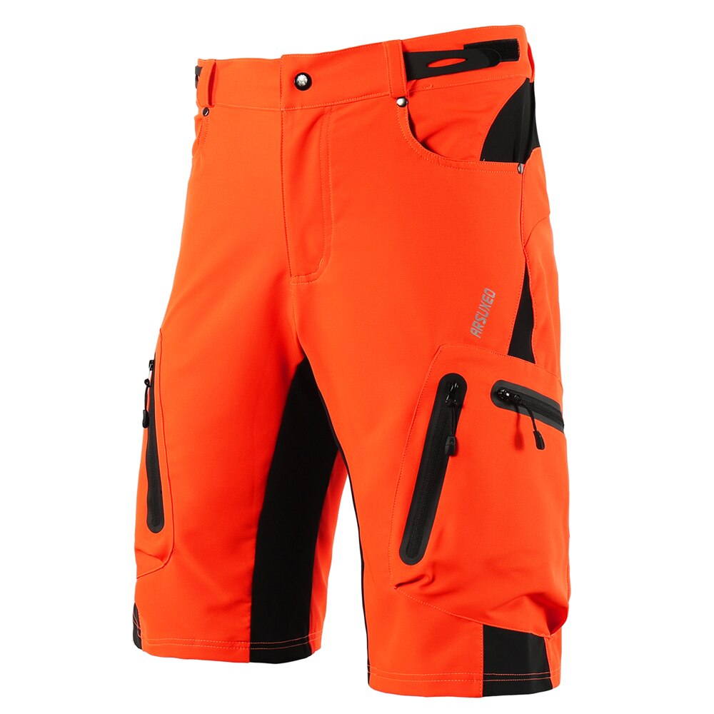 Lixada-pantalones cortos holgados para ciclismo, transpirables, informales, con bolsillos y cremallera: Naranja / XXL