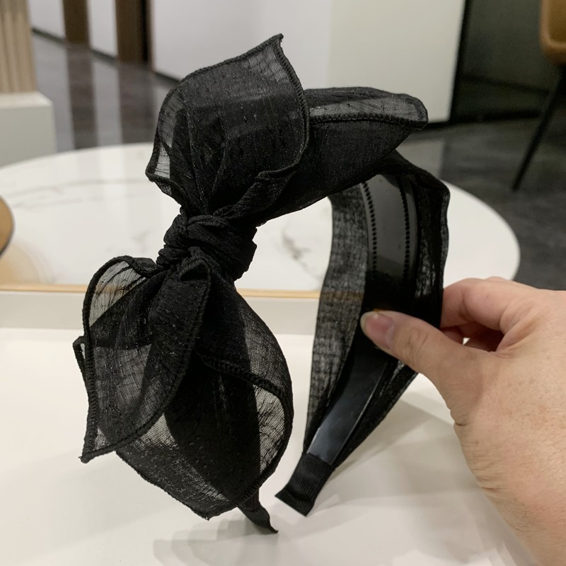 Koreaanse dameshaarband, handgemaakte strik, haaraccessoires, geknoopte haarring, meisjeshoofdbanden, lente- en zomerhoofdbedekking: Grijs