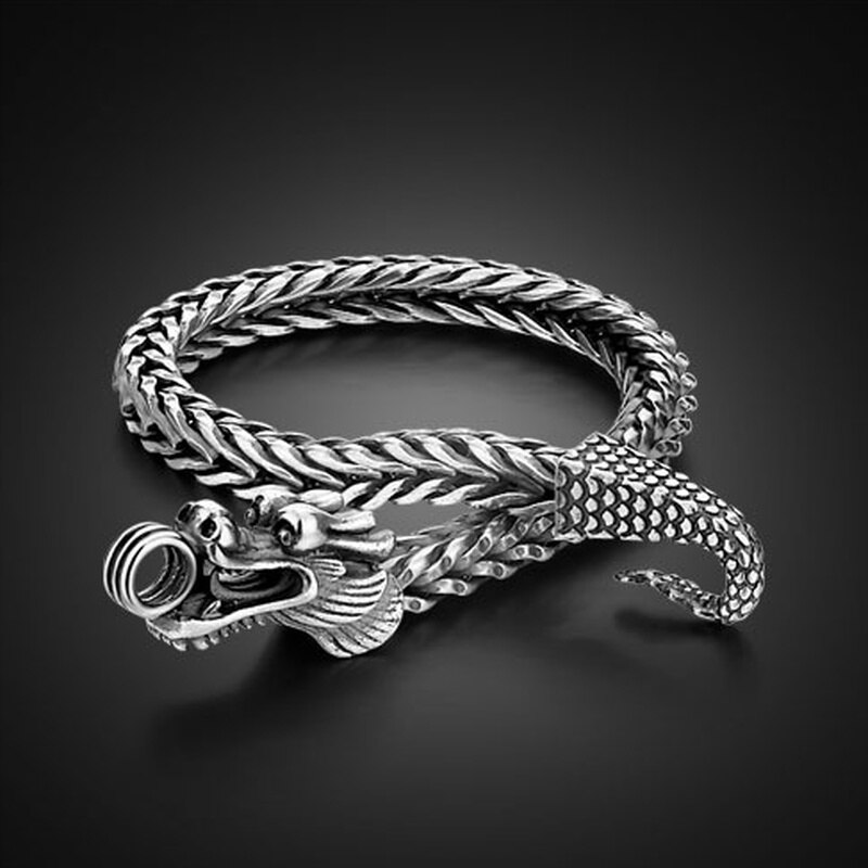 Vintage Metal trenzado dragón dominante quilla cadena pulseras para hombres