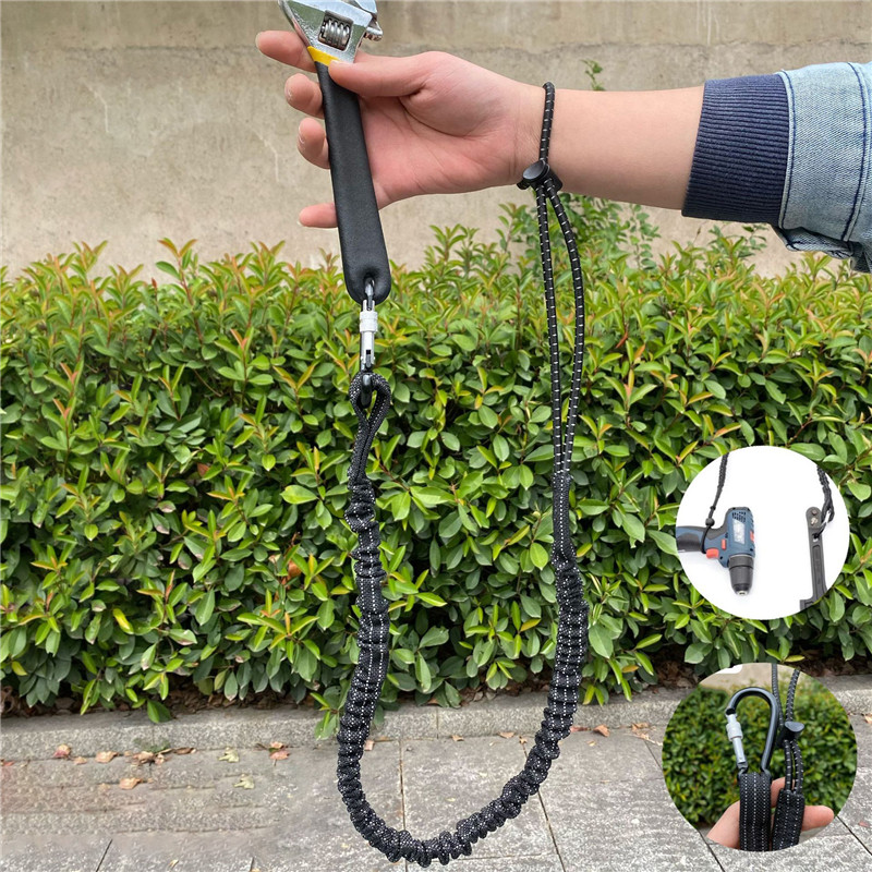 Cordón de herramienta de cuerda elástica de seguridad con mosquetón, trabajo de escalada, cuerda de seguridad anticaída, accesorios de escalada para trabajo aéreo