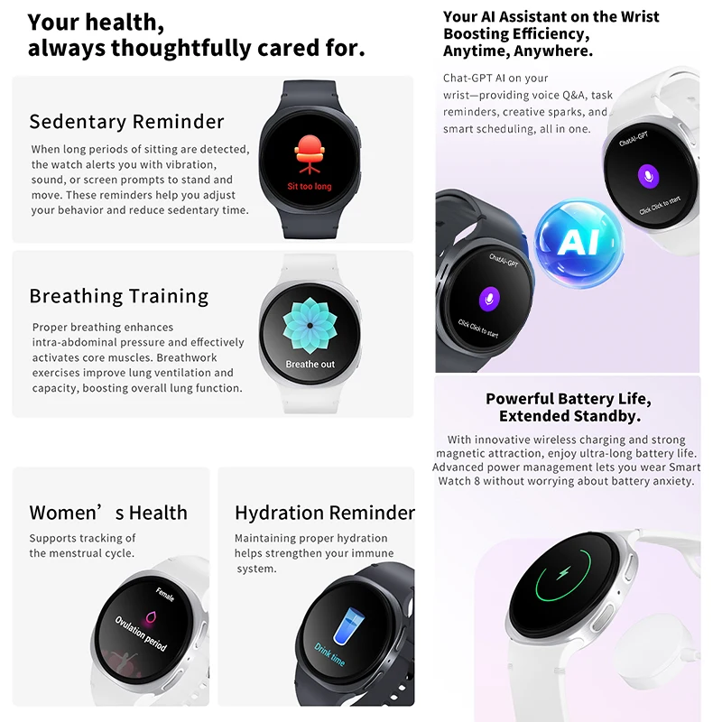 2026 Nuovi Orologi 8 mini accorto guarda GPS traccia Smartwatch impermeabile per uomo Donna saluto sport AMOLED Frequenza cardiaca Chiamata Bluetooth