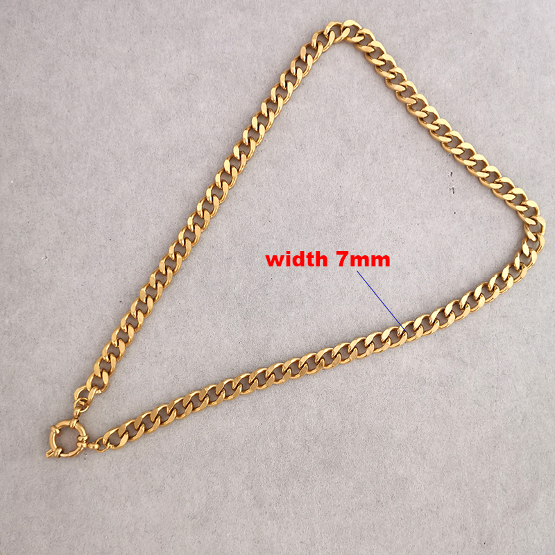 Collar con cierre de ancla para hombre y mujer, gargantilla de acero inoxidable con eslabones geométricos, cadena Cuba básica DIY, de hebilla de Color dorado y plateado: Blanco / Rojo óxido