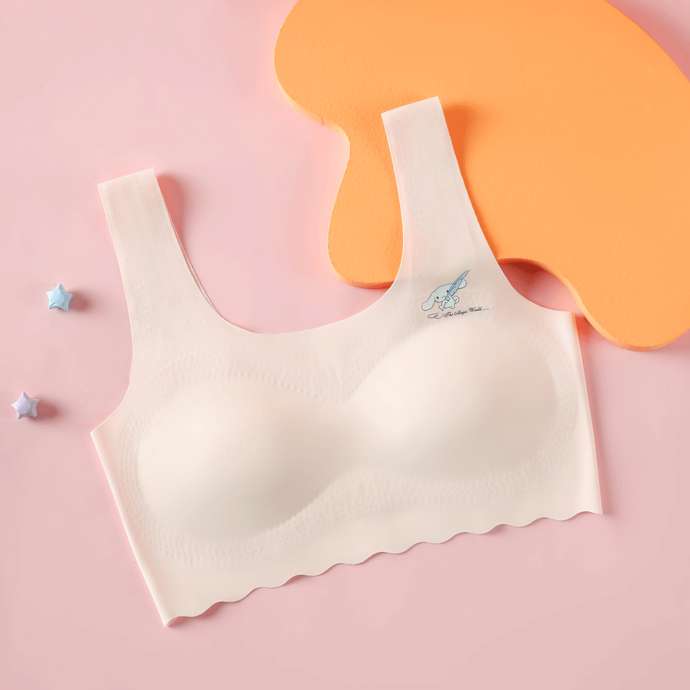 Tyttöjen rintaliivit hengittävät urheiluharjoitusrintaliivit saumattomat teinityttöjen alusvaatteet yksiväriset topit crop teens tytöille: Vaaleanpunainen / Paino 22-35.5kg