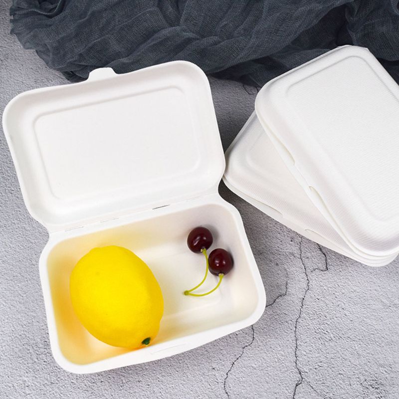 50Pcs 450ML Eco-friendly Disposable Takeout Food Containers Degradable Lunchbox