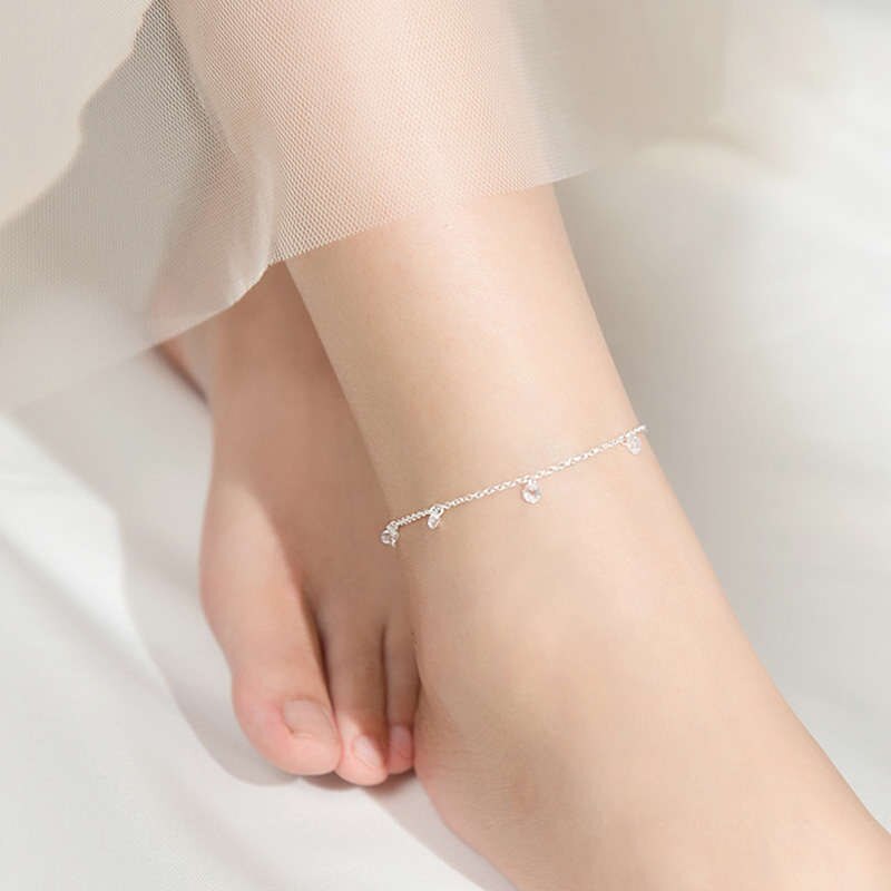 INZATT Echt 925 Sterling Silber Zirkon Fußkettchen Für Frauen Party Nette Feine Schmuck Minimalistischen Zubehör