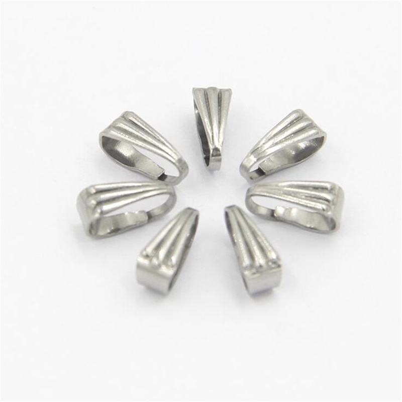50pcs 304 Stainless Steel Snap Bail Hook Pinch Clip Pendant Connectors for Necklace Jewelry DIY Craft Making