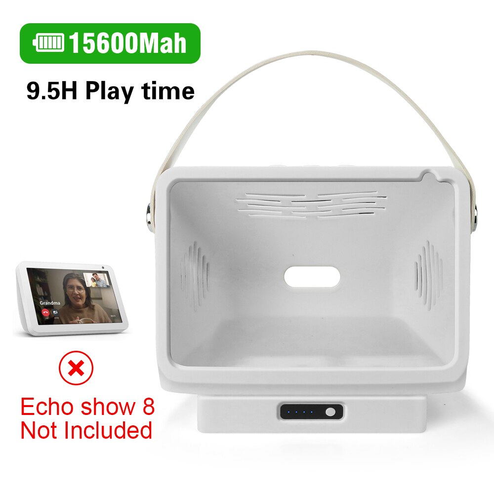 Battery Base for Echo Show 8 Wireless Charger to Make Echo Show 8 Mobile Battery case for Alexa Echo Show 8 1st Gen stand: 15600 mAh White