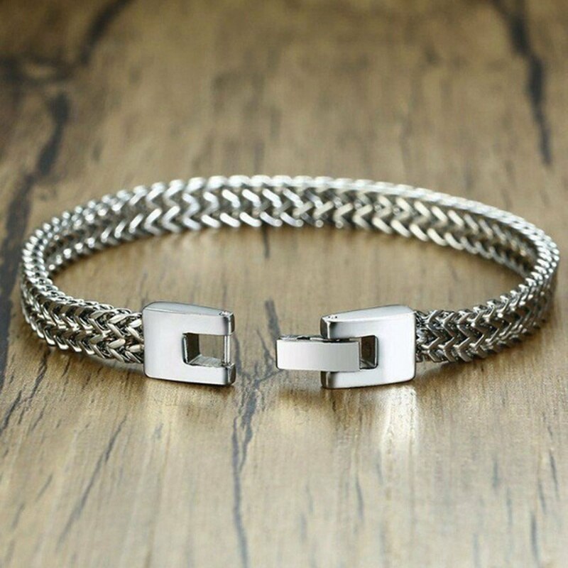 Pulsera de los hombres de acero inoxidable de buena para hombre pulsera hombres de cadena de serpiente en la mano del hombre pulseras de cadena