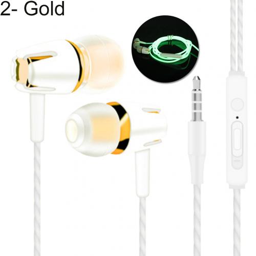 Universel normal / lysende tunge bas in-ear 3.5mm øretelefoner med mikrofon: Gylden 2