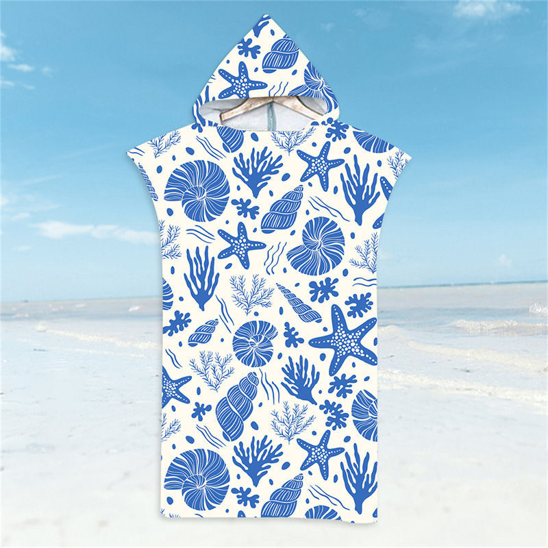 Hai-Bademantel, Strandtuch mit Tiefsee-Tieren, schnell trocknendes Badetuch, leichter Kapuzenumhang, Schwimmen, Surfen, Erwachsene, Damen, Herren, Poncho: Grau