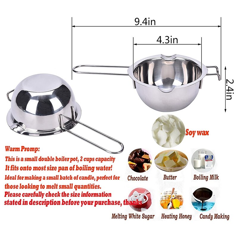 202Pcs Candle Making Kit Includes Double Boiler Pot Prewaxed Candle Wicks Candle Melting Pot with Wick Centering Device