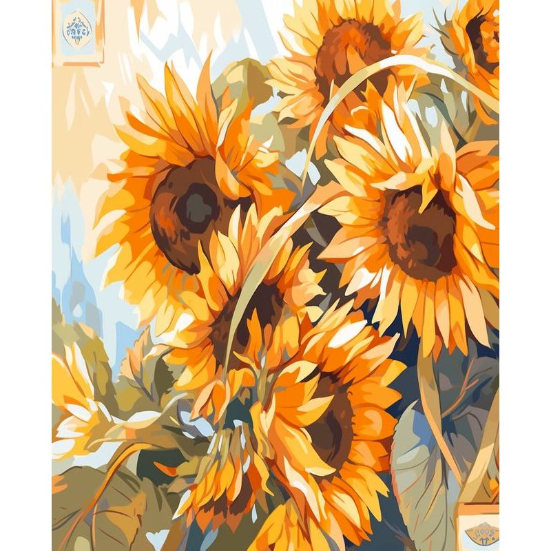 PhotoCustom Sunflower 60X75cm DIY Painting By Numbers Flowers Oil Paint By Numbers On Canvas Frameless Digital Painting Number K: Dark Khaki / 30x40cm