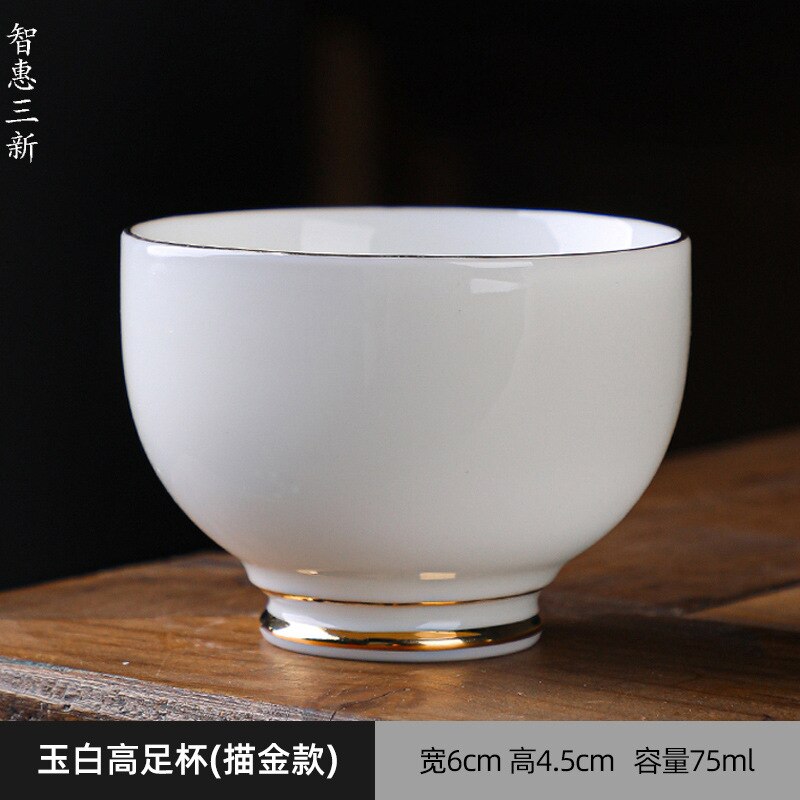 Porcelana blanca de Jade gordo de cordero, taza de té de cerámica Guanhai, juego de té de Kung Fu para el hogar, vajilla de Ceremonia de té,: Transparente
