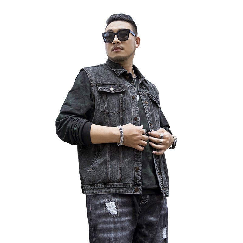 Denim Vest For Men Large Size M-6XL 7XL Men's Loose Denim Vest Men's Denim Jacket Gray Blue jacket