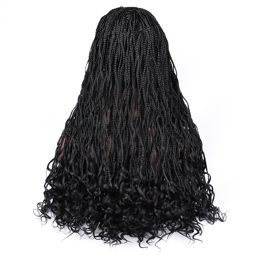 26inch Box Braid Wig With Curly End synthetic Braids Wigs For Women African Curl Jumbo Braided Hair Long Box Braiding Hair Wigs