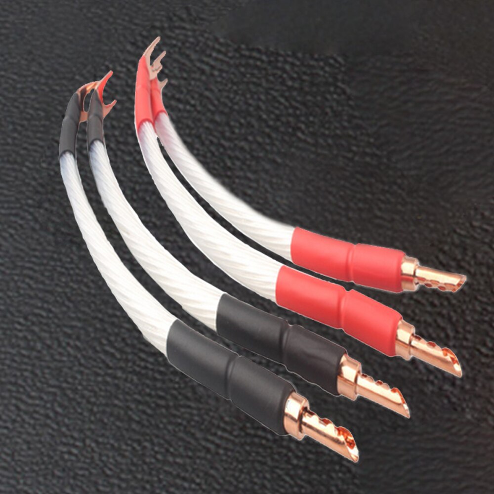 4 Stuks Speaker Brug/Jumper Audio Kabel 5N Occ Verzilverd Jumper Brug Kabel Y Spade Y Spade plug Speaker Jumper Draad