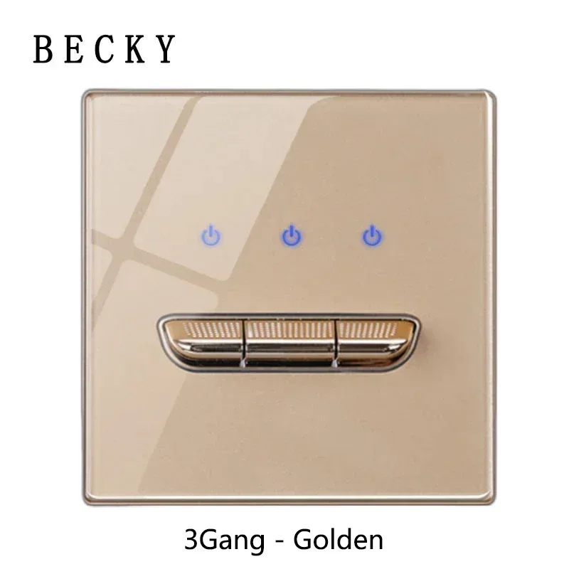 Glass Panel Wall Switch LED European 16a Socket Retro Toggle Light Switch EU UK Standard 2way Socket 1-4gang USB Home Decoration: Yellow