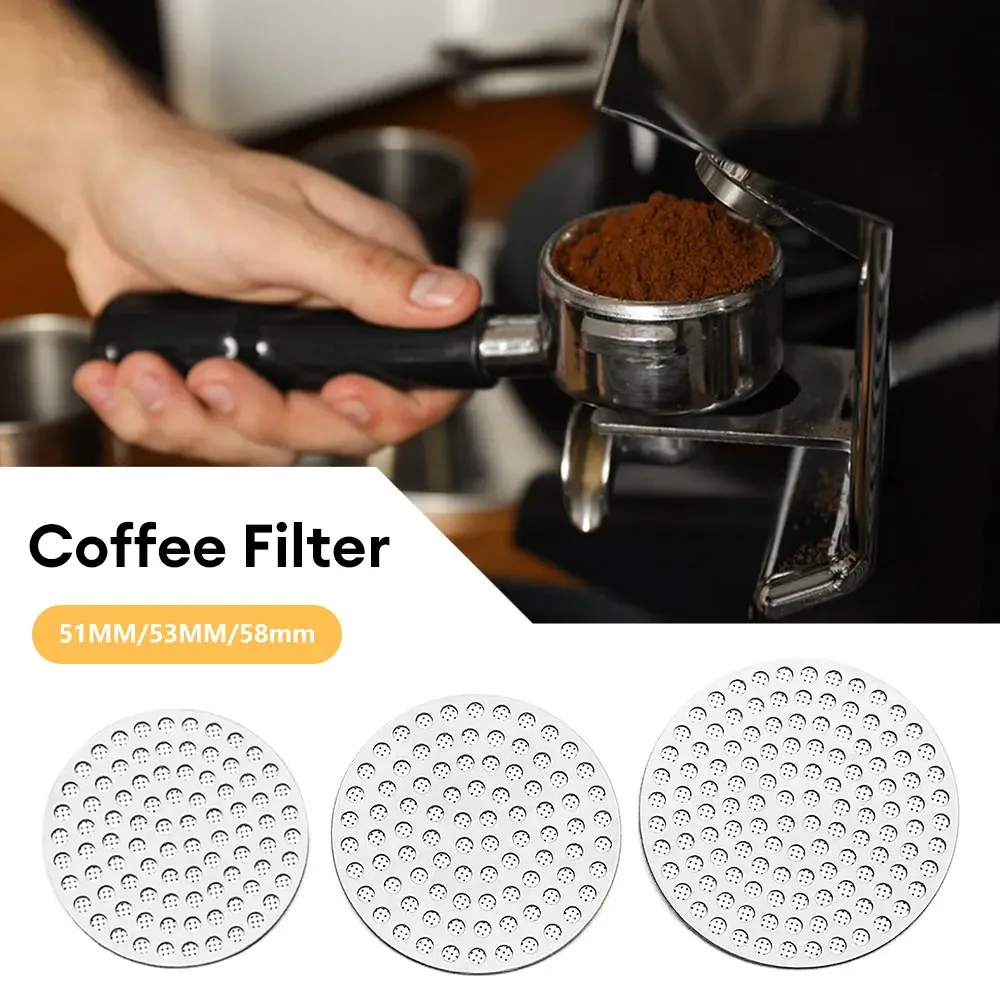 51/53/58mm Metal Double Coffee Filter Reusable Fine Mesh Heat Resistant Coffee Puck Screen Espresso Accessories