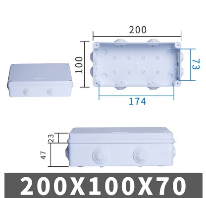 ABS Plastic Waterproof Junction Box DIY Outdoor Electrical Connection box RA Series IP65 Cable Branch box: 200x100x70mm