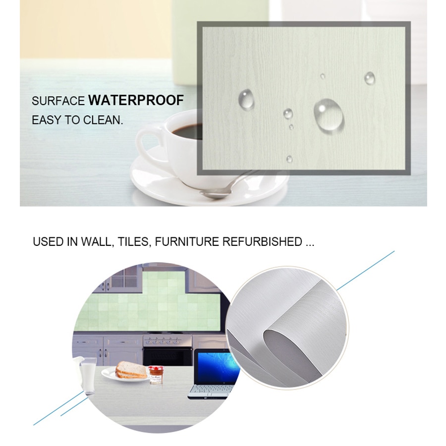 White Wood grain Home Decor Furniture vinyl Waterproof stickers Self Adhesive PVC wallpaper Bathroom desk door decorative films