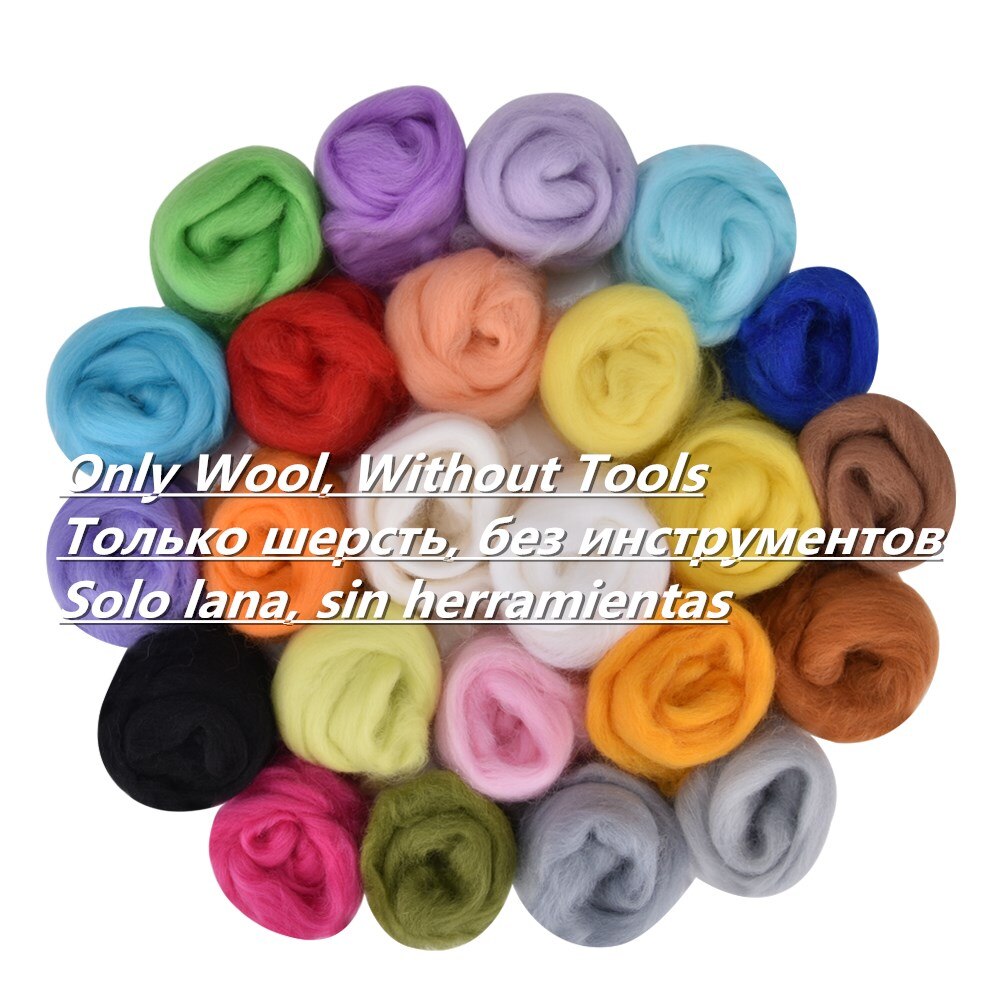 24 Colors Needle Felting Kit Wool Felt Tools Starter Kit Felt Poke Needle Arts Craft DIY Crafts Materials Wet Felting Wool Yarn: Only Wool Yarn