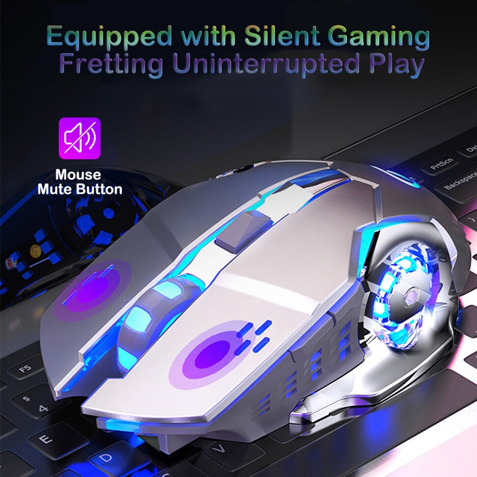 Redstorm  a4 draadloze gamingmuis 1600 dpi oplaadbare gamer stille mute usb-muis achtergrondverlichting gamemuis gamemuizen voor pc laptop