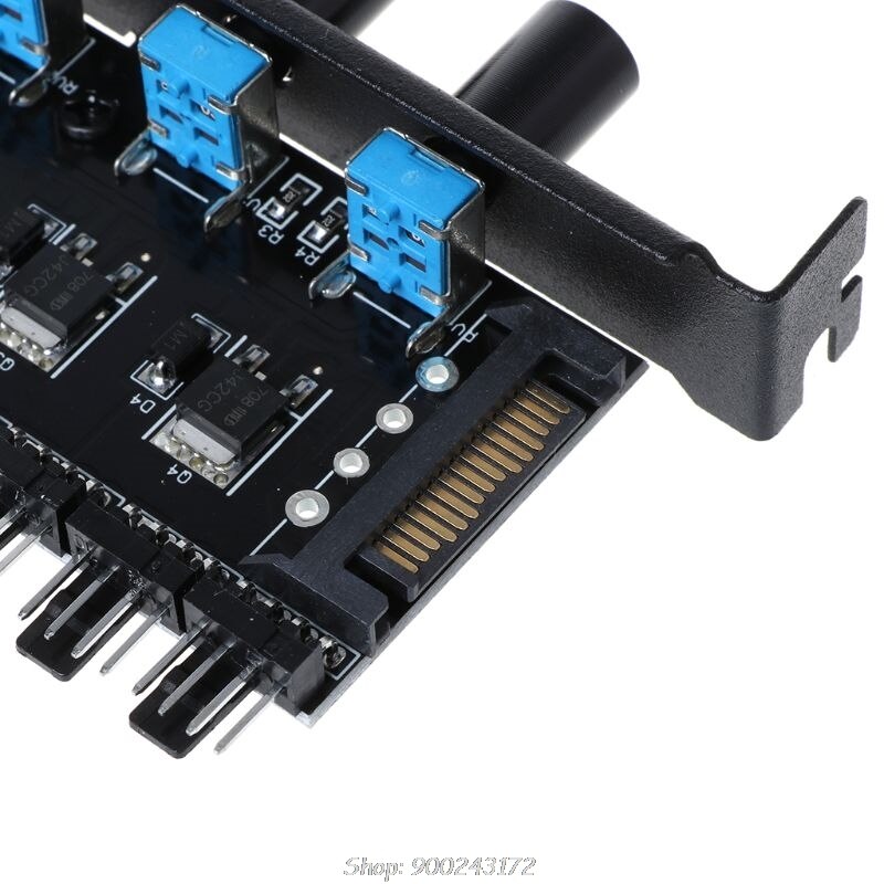 PC 8 Channels Fan Hub 4 Knob Cooling Fan Speed Controller for CPU Case HDD VGA PWM Fan PCI Bracket 12V Fan N18 20