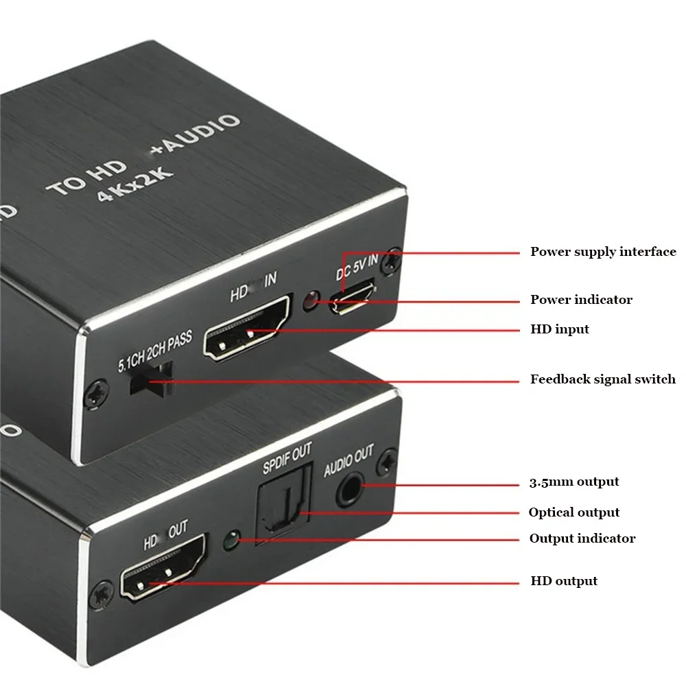 4K 2K Video Extractor HDMI-compatibel met 3,5 MM Audio Converter SPDIF Optische TOSLINK Stereo Out Splitter Adapter