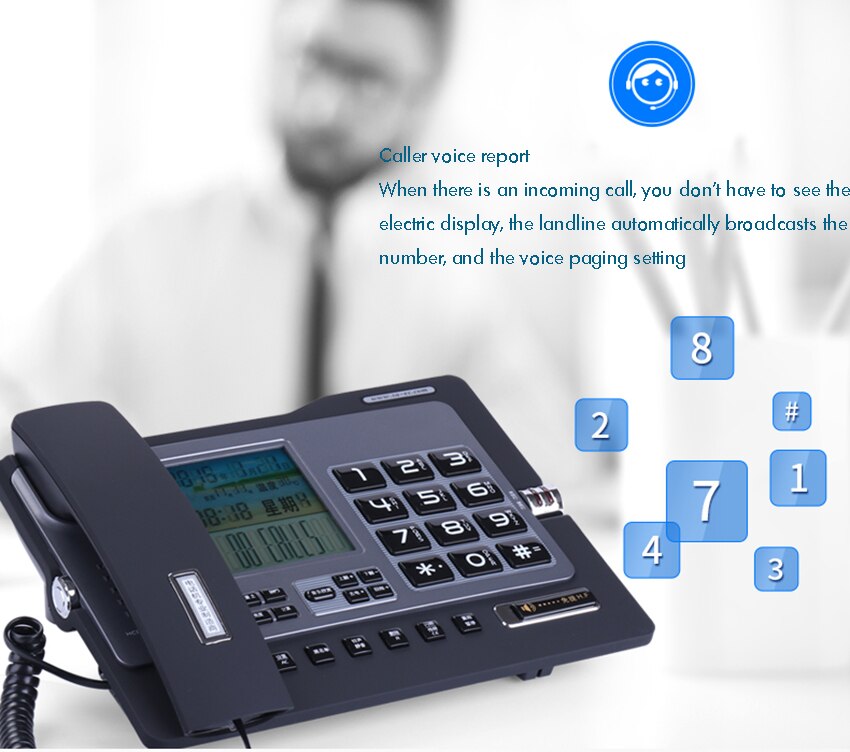 Business fixed Phone Caller ID Telephone PBX Office Phone home landline black coffee mute big LED screen