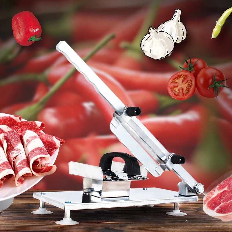 Hushåll manuell mat fruktskivare lamm nötkött skivare fryst kött skärmaskin fågel rulle fräs justerbar tjocklek xhz