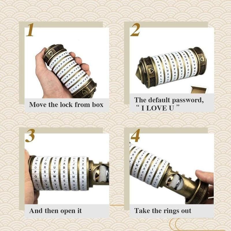 Leonardo Da Vinci Code Toys Metal Cryptex Locks Lock Valentine's Day Educational Toys Escape Room Lock Locker