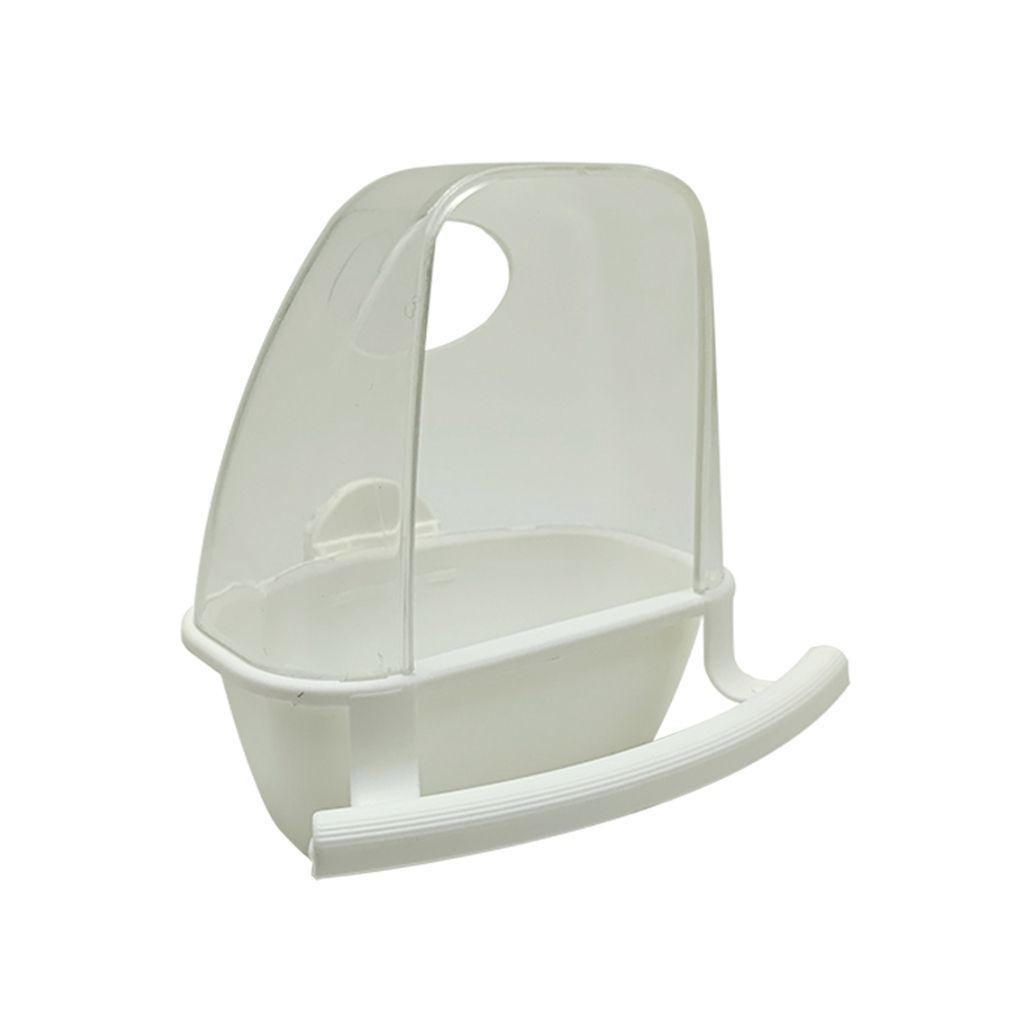 1Pc Clear House Window Bird Feeder Tray Bird House Spill-Proof Pet Feeder Fix on Cage Birds Watering Bowl: white