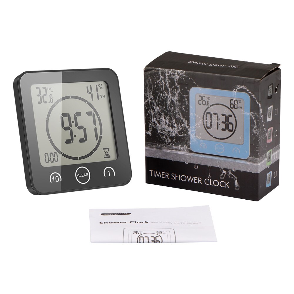 Touch Control Thermometer Hygrometer Waterdichte Kok Timer met Alarm LCD Digitale Badkamer Klok