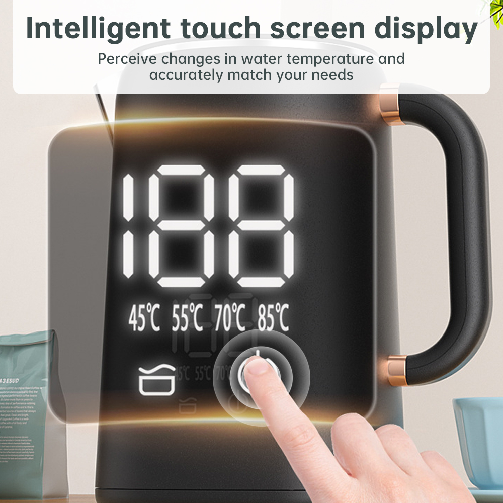 Hervidor de agua eléctrico para té y café, 5 niveles, Control de temperatura, apagado automático, hervidor de agua aislado de doble capa