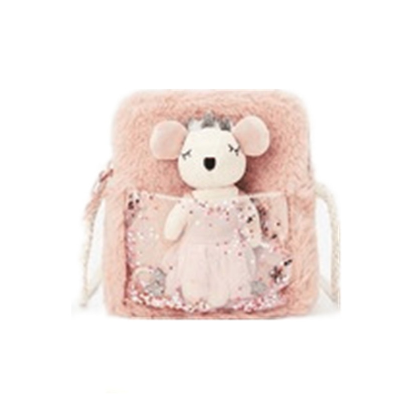 Borsa a tracolla per borsa per accessori per animali in pelliccia sintetica per bambini con orso morbido 2021 all&#39;ingrosso